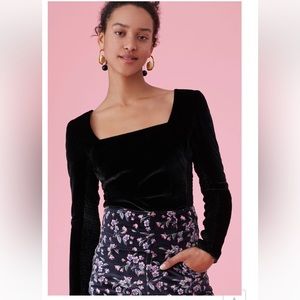 Rebecca Taylor Velvet Smocked Top Size 8 NWT